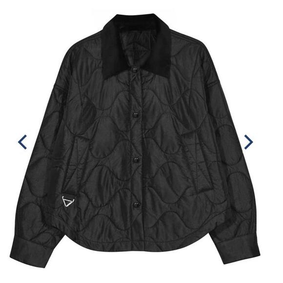 NWT Shoreditch Ski Club Black Niah Quilted Oversized Jacket Corduroy Collar sz S - Picture 1 of 9